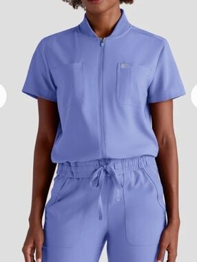 Uniform Advantage Easy Stretch Nike Ciel Blue Short Sleeve Scrub Top SZ S